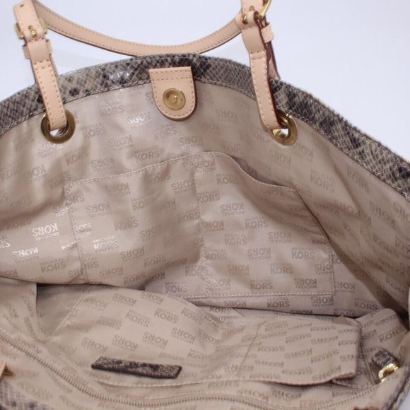 Michael Kors Glazed Embossed Python Tote Purse Bag. Vachetta Trim W/18k Gold New - Picture 9 of 13